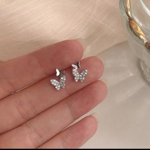 Sterling Silver 925 Stamped Butterfly Stud Earring